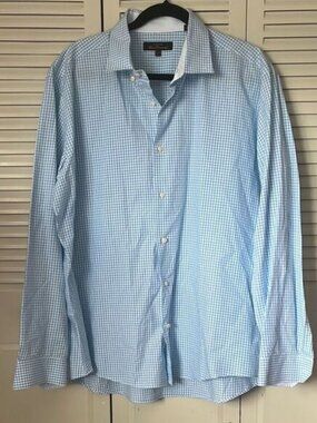 Ben Sherman Original Mens Dress Shirt XL Blue Gingham Check Long Sleeve